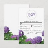 Elegant Paars Hydrangea Wedding RSVP Kaarten Kaartje (Voorkant / Achterkant)
