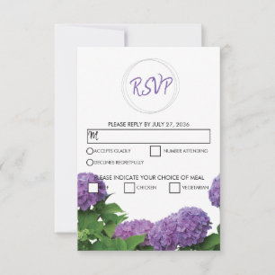 Elegant Paars Hydrangea Wedding RSVP Kaarten Kaartje