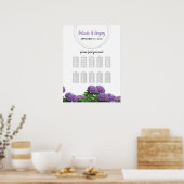 Elegant Paars Hydrangea Wedding Seding Chart Poster (Keuken)