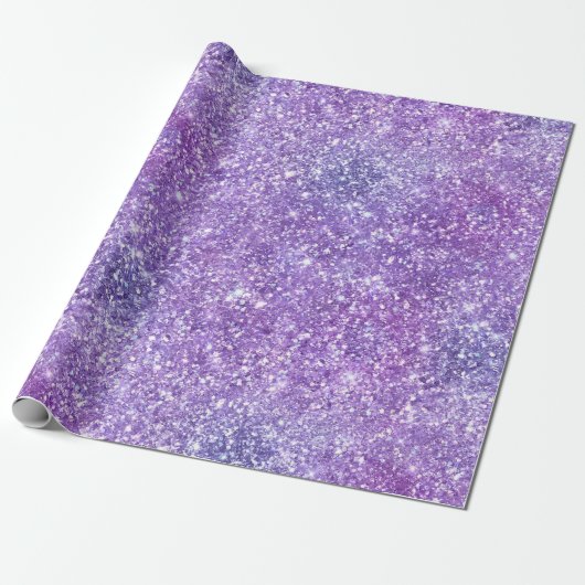 Elegant Paars Iridescent Gradiënt Glitter Cadeaupapier (Uitgerold)