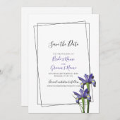 Elegant Paars Iris Wedding Save the Date (Voorkant / Achterkant)