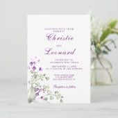 Elegant Paars Lavander Flowers Wedding Kaart (Staand voorkant)