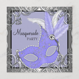 Elegant Paars Lavendel Masker Maskerade Feest Kaart