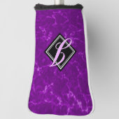 Elegant Paars Marble Black Diamond Monogram Golfheadcover (Draai 90)