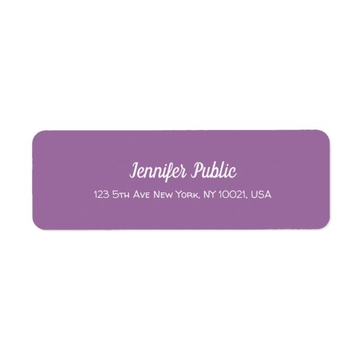 Elegant Paars modern Script Professional Plain Etiket (Voorkant)