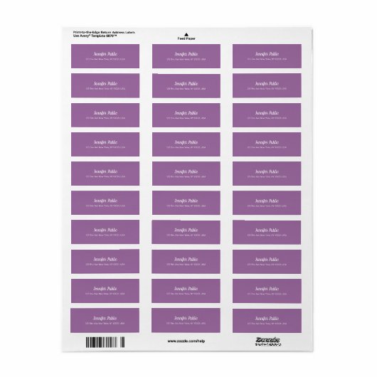Elegant Paars modern Script Professional Plain Etiket (Full Sheet)