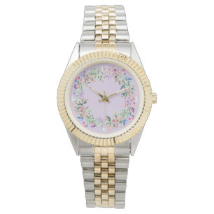 Elegant Paars moderne Floral Women's Watch Horloge