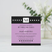 Elegant Paars Monogram Weddenschap Kaart (Staand voorkant)