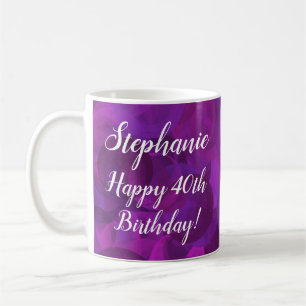 Elegant Paars Name Happy Birthday Kantoor Koffiemok