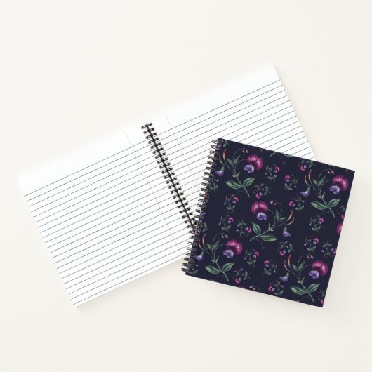 Elegant Paars Orchids Floral Pattern | Notitieboek (Binnen)