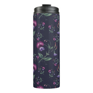 Elegant  Paars Orchids Floral Pattern   Thermosbeker