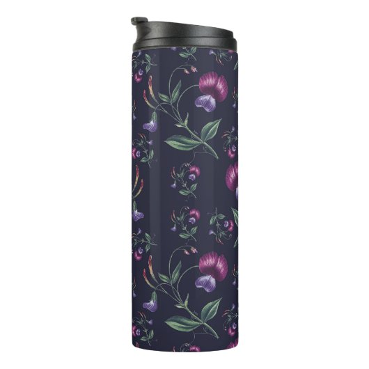Elegant  Paars Orchids Floral Pattern | Thermosbeker (Geroteerd rechts)