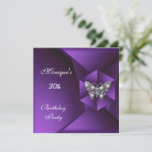 Elegant Paars Pearl Butterfly Jewel 30th Birthday Kaart (Staand voorkant)