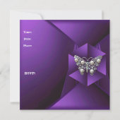 Elegant Paars Pearl Butterfly Jewel 30th Birthday Kaart (Achterkant)
