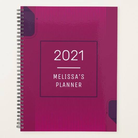 Elegant Paars Pink 2021 Persoonlijke benaming Planner (Voorkant)