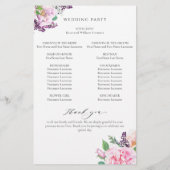 Elegant Paars Pink Floral Wedding Programme (Achterkant)