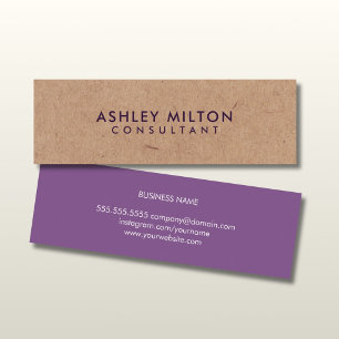 Elegant Paars PRINTED Kraft Consultant Mini Visitekaartje