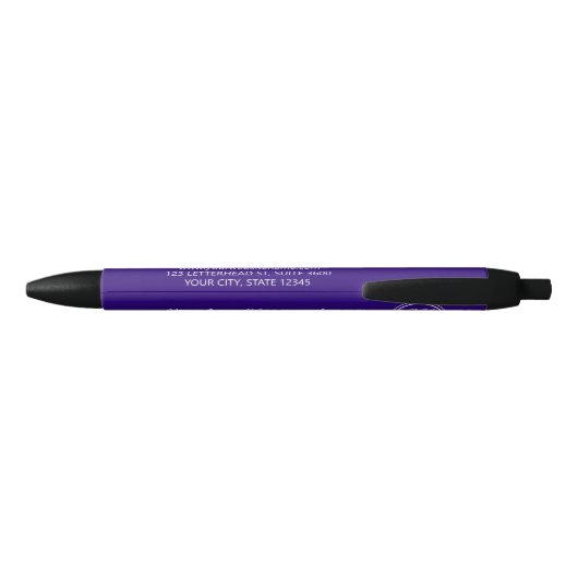 Elegant Paars Professional Monogram Business Zwarte Inkt Pen (Achterkant)