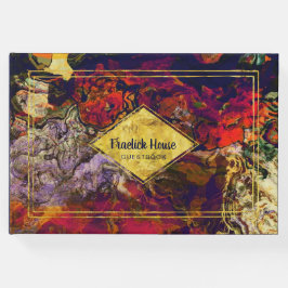 Elegant Paars Rood Abstract met Faux Gold Accents Gastenboek