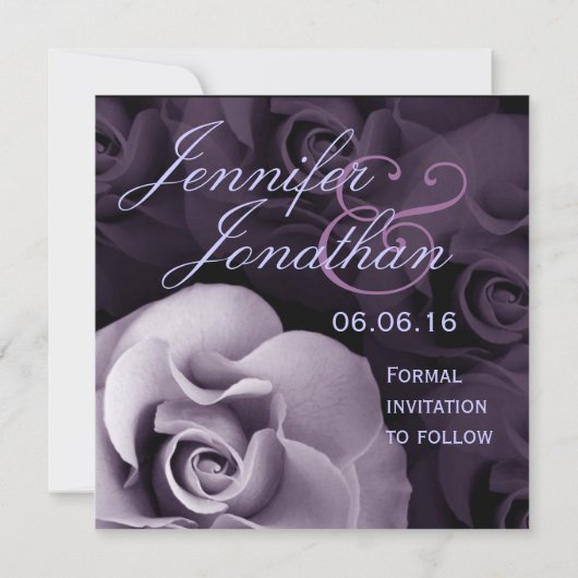 Elegant PAARS Roos Wedding Save Date Uitnodiging (Achterkant)