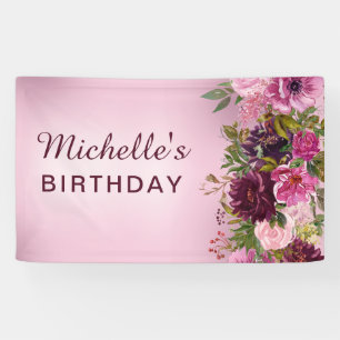 Elegant  Paars Roze Florenz Rozen Birthday Spandoek