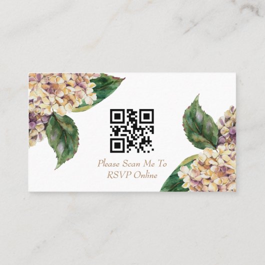 Elegant Paars Rustic Hydrangea RSVP-kaart Plaatskaartje (Achterkant)