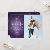 Elegant Paars Script Halloween-fotokaart Kaart (Voorkant / Achterkant in situ)