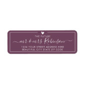Elegant Paars Script Weduwingadreslabel Elegant Etiket (Voorkant)