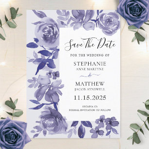 Elegant Paars Shades Waterverf Botanische bruiloft Save The Date