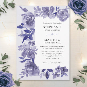 Elegant Paars Shades Waterverf Floral Wedding Kaart