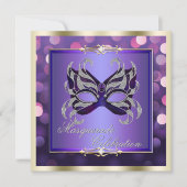 Elegant Paars Shimmering Lights Bokeh Masquerade Kaart (Voorkant)