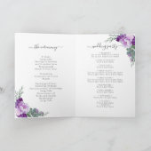 Elegant Paars & Silver Floral Folded Wedding Programma (Binnen)