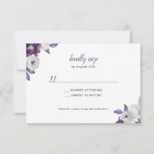 Elegant Paars Silver Floral RSVP-antwoordkaart RSVP Kaartje (Achterkant)