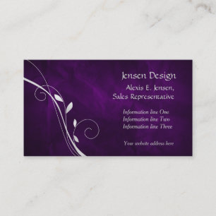 Elegant Paars Silver Leaf Swirl Visitekaartje