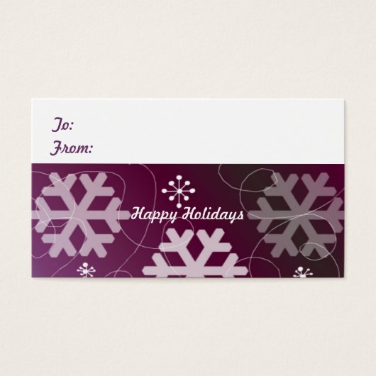 Elegant Paars Snowflake Gift Label Visitekaartje (Voorkant)