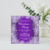Elegant Paars Snowflake kerstfeest Kaart (Staand voorkant)