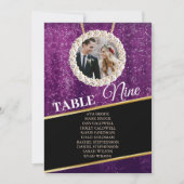 Elegant Paars Sparkly Photo Seating Chart Kaart (Voorkant)