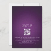 Elegant Paars String Lights QR Code Weddenschap Kaart (Achterkant)