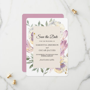 Elegant Paars & Viooltje Waterverf Bloemen Frame Save The Date