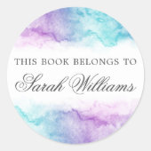 Elegant paars waterverf boekplaat stickers (Voorkant)
