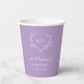 Elegant Paars Wedding Monogram Wreator Papieren Bekers (Voorkant)