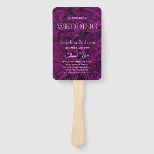 Elegant Paars Wedding Programme Handwaaier (Voorkant)