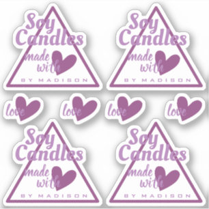 Elegant Paars White gemaakt met Love Heart Candles Sticker