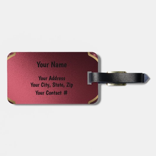 Elegant Paars zwart monogram persoonlijke bagage Bagagelabel (Achterkant horizontaal)