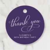 Elegant Paarse 50ste verjaardagsfeest Dank u Bedankjes Labels (Voorkant)