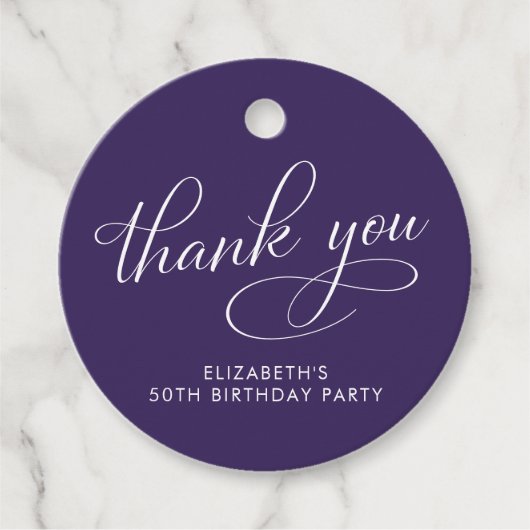 Elegant Paarse 50ste verjaardagsfeest Dank u Bedankjes Labels (Voorkant)