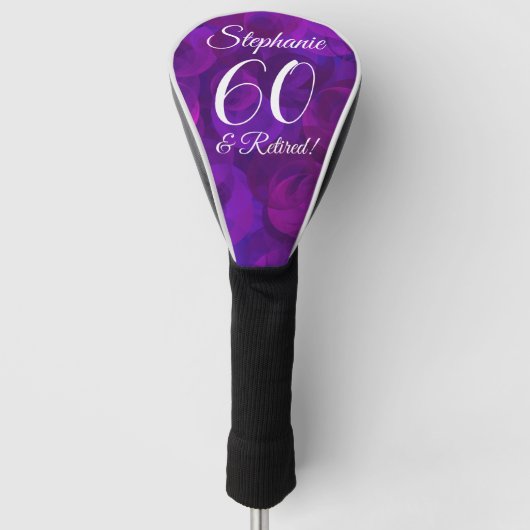Elegant Paarse 60 en Gepensioneerd Golfheadcover (Voorkant)