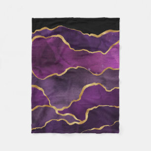 Elegant Paarse Abstracte Waterverf Patroon Fleece Deken