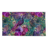 Elegant Paarse Blauwgroen Peacock Floral Kussensloop (Achterkant)