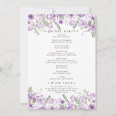 Elegant Paarse Bloemen Vrijgezellenfeest Programma (Achterkant)